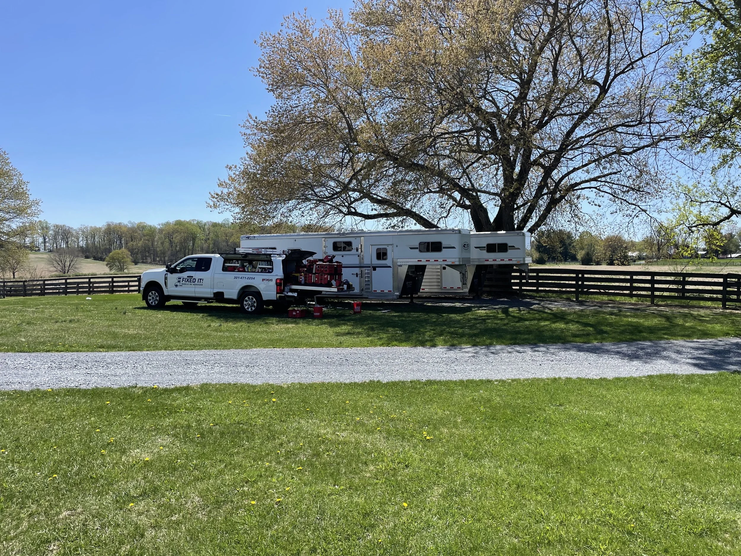 Resealing the roofs and windows on horse trailers in Frederick County, Maryland